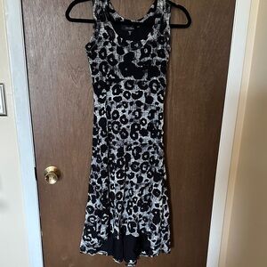 Karen Kane- Black and Gray Animal Print Midi Dress
